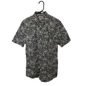 Faherty Shirt Mens Small Black Beige Floral Stretch Playa Short Sleeve Hawaiian